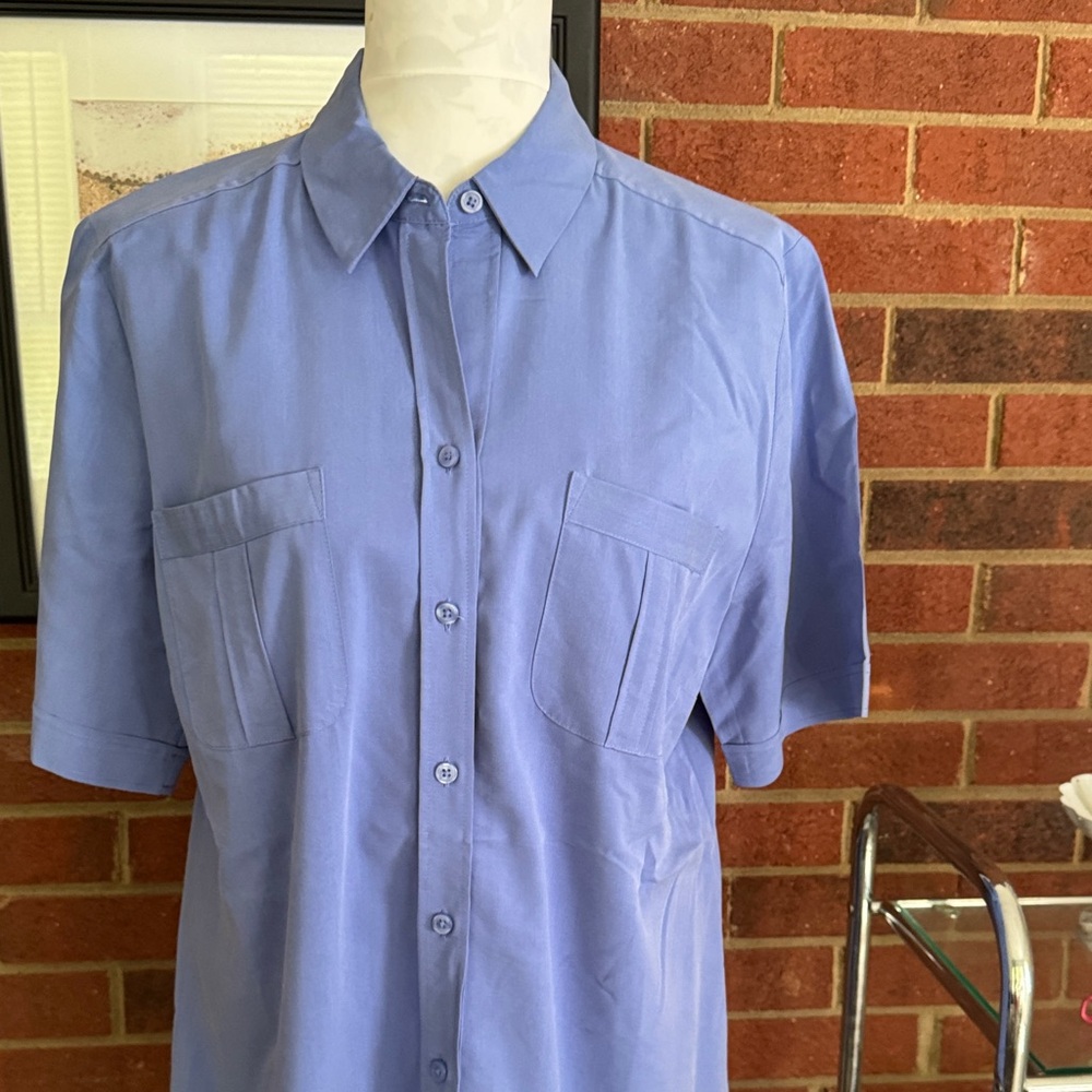 Chico's Light Blue Casual Button Down Tunic Shirt - Picture 3 of 8